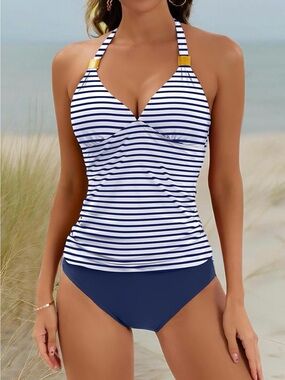 Halter Tankini Swimsuit-Tummy control two piece. NWOT